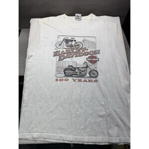 Harley Davidson 100 Years Milwaukee WI 1903 2003 White XL Mens Sleeveless Shirt